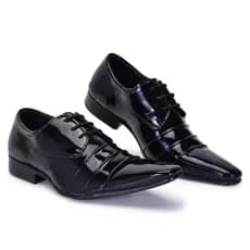 Sapato Social Masculino de Amarrar  Verniz Preto