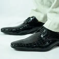 Sapato Social Masculino Crocodilo Envernizado Costurado