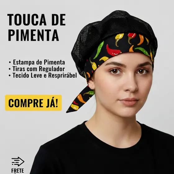 Touca de Pimentinhas para Cozinha Restaurante Lanchonete Leve Confortável