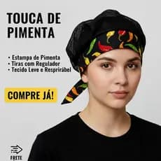 Touca de Pimentinhas para Cozinha Restaurante Lanchonete Leve Confortável