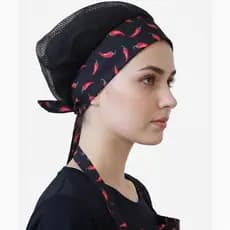 Touca de cozinha estampada pimentinhas uso profissional