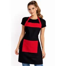 Avental de oxford  preto/com vermelho com Bolso e Ajuste