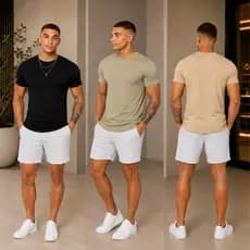 Kit 3 Camiseta Lisa Masculina Algodão Básica Casual Conforto Qualidade Dia a Dia