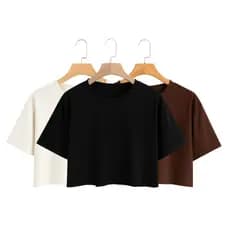 kIT 3 Cropped Oversized Feminino 100% Algodão Camiseta Feminina Blusa