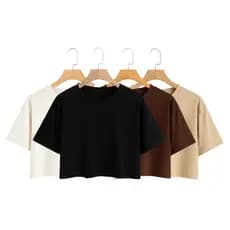 Kit 4 Cropped Oversized Feminino Algodão Moda Gringa Camiseta Colegial Americana Cropped gringa