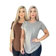 Kit 2 Blusinha Feminina Long Line Academia Basica Promoção