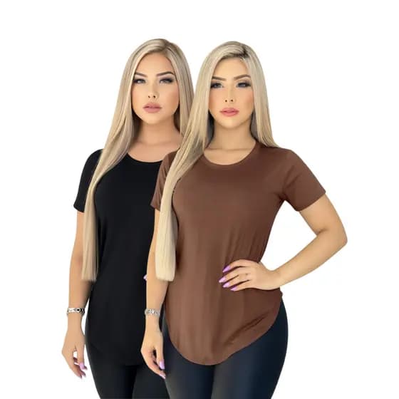 Kit 2 Blusa Feminina Long Line Academia