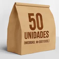 50 Saco M Delivery Papel Kraft Pardo 20x11x32 Embalagens para Entregas