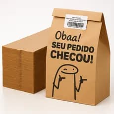 Kit Sacos Papel Kraft Embalagem Para Delivery Estampado 50 UNIDADES Tamanho PP/P/M/G/GG