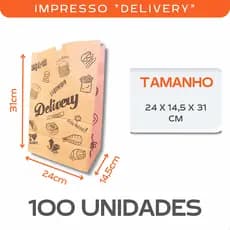 Saco Kraft Impresso Delivery 24x14,5x31 70g 100 Unidades