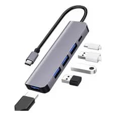 Hub USB C 5 Em 1 Usb 3.0 Multiportas Alta Velocidade Notebook Macbook Celular Tablet Pc Tipo C