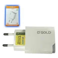 Carregador Turbo Duplo 2 Usb Rápido Android IOS Universal Branco Tomada A'Gold 3.1A