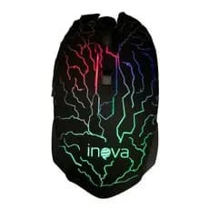 Mouse Gamer Com Fio Inova Preto Efeito Raio Led RGB Colorido