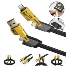 Cabo Carregador 4 Em 1 Super Rápido 65w Tipo C Usb C iPhone Samsung Xiaomi Ios Android Turbo Pro