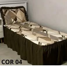 Colcha Solteiro 2 Peças De Sarja estampado Com Babado 2,50m x 1.80m