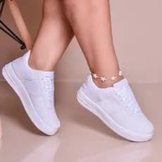 Tênis Feminino Casual Branco Dia a Dia Street Urbano Moda Blogueira Estiloso Macio Confortável