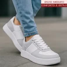 Tênis Feminino Casual Branco Confortável Macio Antiderrapante Lançamento Envio Imediato Promoção
