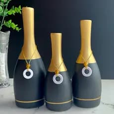 Kit Trio de Vasos Decorativos Premium em Cerâmica Com Pingentes - Enfeites para Sala Decoração Casa