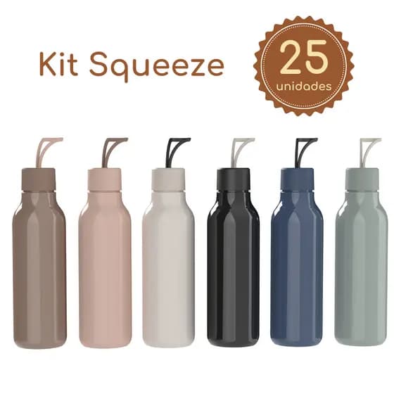 Kit 25 Garrafa de Água Squeeze com Alça Colors Academia Escritório 700ml Ou