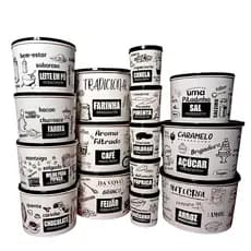 Kit 15/5 potes Porta mantimentos Armazenamento de Alimentos Arroz Feijão Café