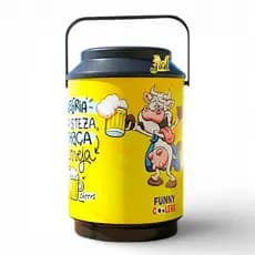 Cooler Térmico Redondo Pequeno Para 10 Latas de Bebidas com alça de plástico