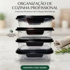 Kit potes 4 peças com travas 800ml Organizador de Cozinha e Armário BPA Free