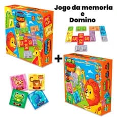 Kit Animais da Selva Dominó e Jogo da Memória  Brincar e Aprender