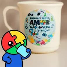 Caneca simbolo inclusão 20un autismo não há diferenças amor sem preconceito decor especial colorida