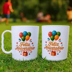 Kit Caneca feliz anivesario parabens 20un mimo lembrancinha cliente empresa criança infantil igreja