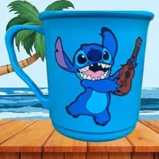 5 Caneca lilo stitch plastic firme resistente pronta entrega festa aniversario lembrancinha criativa