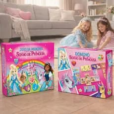 Jogo memória + dominó sonho de princesas unicornio brinquedo educativo menina presente aniversario