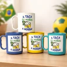 5 Canecas a taça do mundo é nossa flork colorida plastico servir suco bebida colorida escola evento