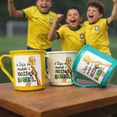 5 Lembrancinha servir caneca a taça é nossa Brasil torcedor decor pronta entrega verde azul amarelo
