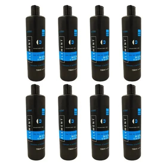 Kit 8 Unidades Shaving Gel Element Menthol 750 ml  uso Profissional Atacado