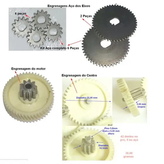 Fragmentadora App-Tech, Mod. C1000, Partes -Engr Motor, com ou s miolo de aço, Conj. Engrens. Aço