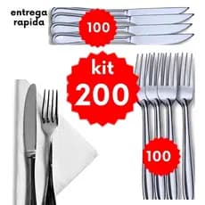 Jogo Talheres 200 Mesa 100 Garfo 100 Facas Inox  Cozinha Restaurantes Atacado Buffet Talheres Faqueiro Churrascaria