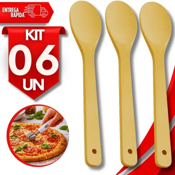 Utensílios Colheres Bambu para Cozinhar 30cm Bambu Cozinha Gourmet Não Risca Panelas Talher Praticidades