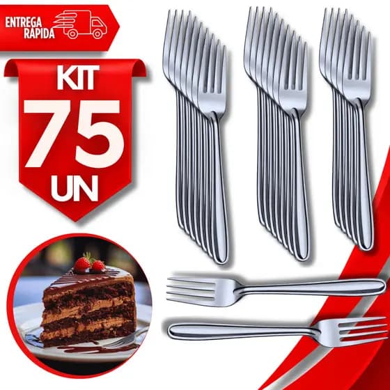 Jogo Garfo Sobremesa Aço Inox Elegante Bolos Casa Doceria Restaurante Buffet Talheres Utilidades