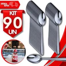 Combo Colher Inox Sobremesa 16,4Cm Talheres Resistente Doces Bolos Tortas Cozinha Buffet Praticidades