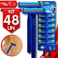 Conjunto Barbeador Aparelho Barbear Descartável Fita Lubrificante com 2 Lâminas Qualidade Premium