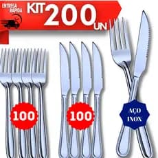 Combo 200 Talheres Mesa Inox 100 Garfo 100 Facas Cozinha Restaurantes Atacado Buffet Talheres