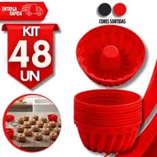 Jogo de Forma Silicone Cupcake Mini Bolo Muffin Pudim Com Furo Central Cor Sortida Utilidades