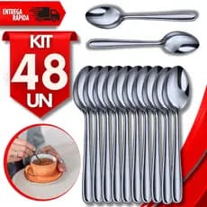 Combo Colher Chá Aço Inox Talher Cozinha Restaurante Buffet Cafeteria Café Multiuso Talheres Sobremesa Praticidades