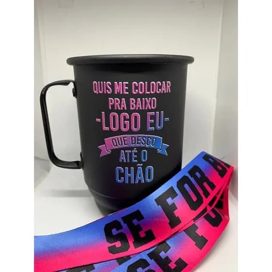 Caneca De Alumínio Personalizada De 800ml Com Tirante Incluso