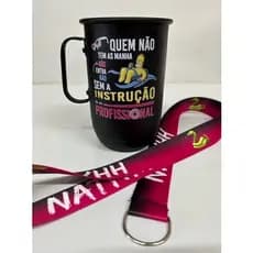 KIT 2, 3, 5 e 7 UNIDADES CANECA DE ALUMÍNIO PERSONALIZADA COM TIRANTE