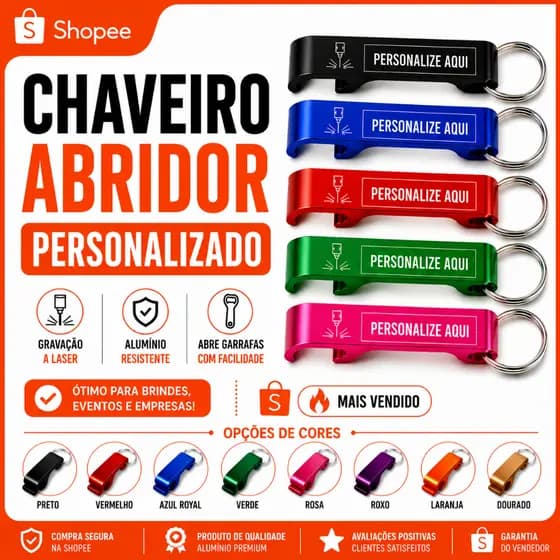 100 Chaveiros de Alumínio Personalizados  para sua empresa, aniversario, casamento, lembrancinhas