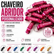 50 Chaveiros Personalizado Logomarca nome Abridor de garrafa Empresa brinde lembrancinha  Pé Galinha