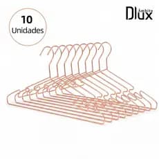 Ambito Dlux Kit 10 Cabides Rose Gold Metálico Slim Premium Reforçado Elegante Cabide De Aço Cromado