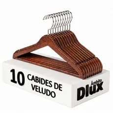 Ambito Dlux Kit 10 Cabides Madeira Premium Antideslizante Organização Cabide Marrom Com Cavas E Gancho Em Aço inoxidável