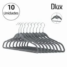 KIT 10 Cabides Veludo Adulto Slim Antideslizante Closet Gancho